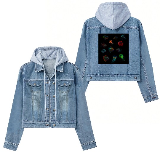 Deep Sea Fishes Bass And Jellyfish Women's Denim Jackets