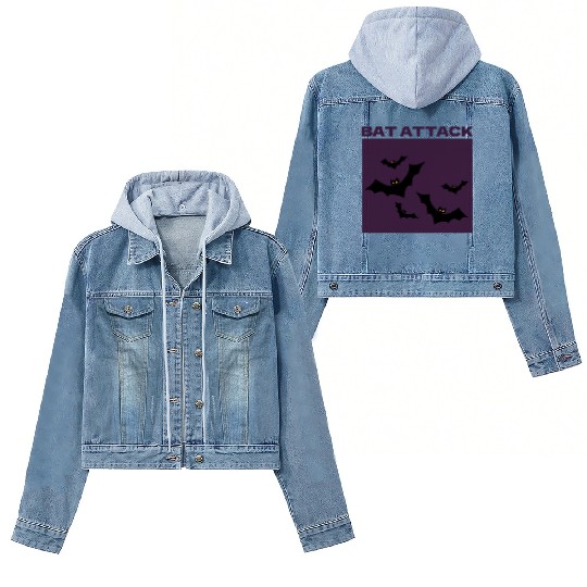 Bat Attack Spooky Halloween Women's Denim Jackets