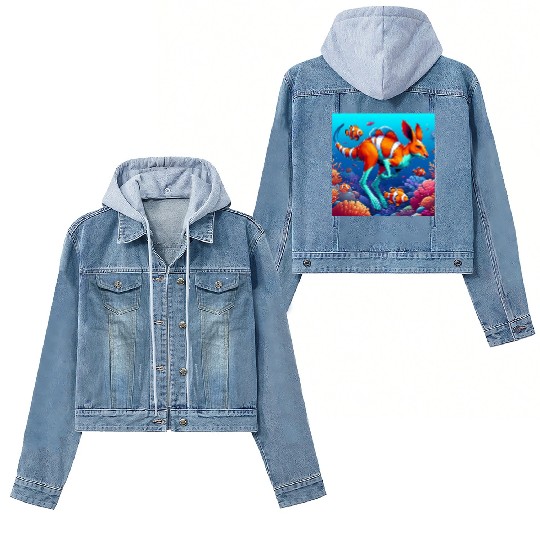 The kangaroo-clown fish Women's Denim Jackets
