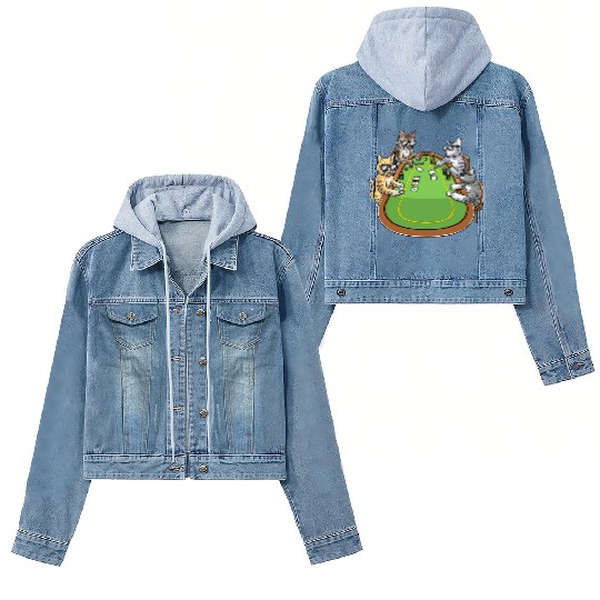 Poker Cats for Cat Lovers and Poker Players Women's Denim Jackets