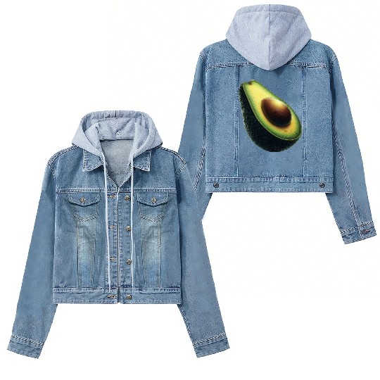 Avocado food art vegan design Women's Denim Jackets