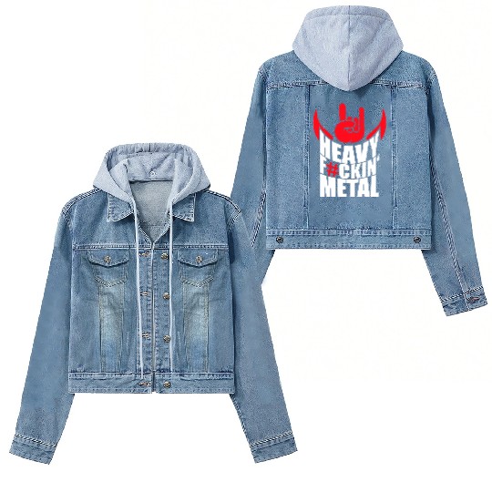 Heavy F#ckin' Metal Hard Rock Fun Music Text Quote Women's Denim Jackets