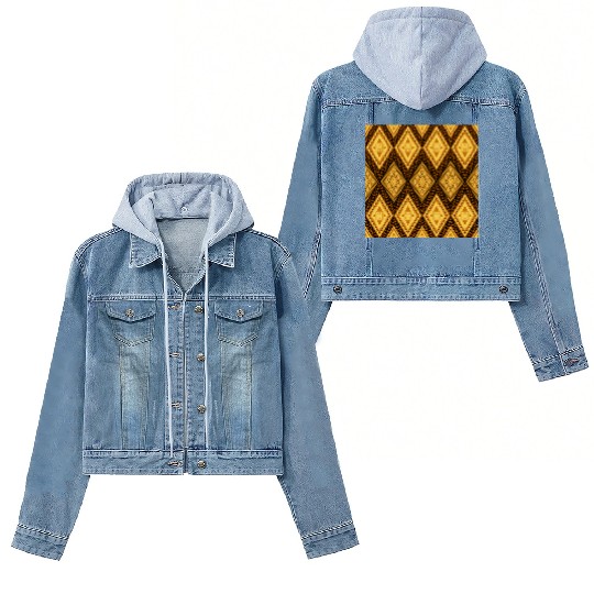 Ancient Gold Diamond Pattern, indigenous art Women's Denim Jackets