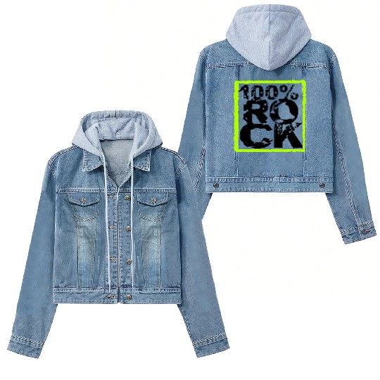 100 % Percent Rock Heavy Metal Music Text Logo Women's Denim Jackets