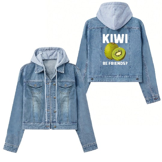 Funny Saying Fruit Pun Kiwi Be Friends Women's Denim Jackets