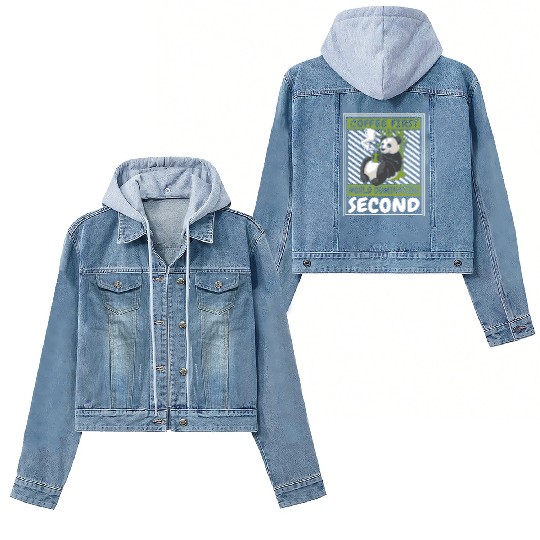 Coffee First World Domination Second Panda Bear Women's Denim Jackets