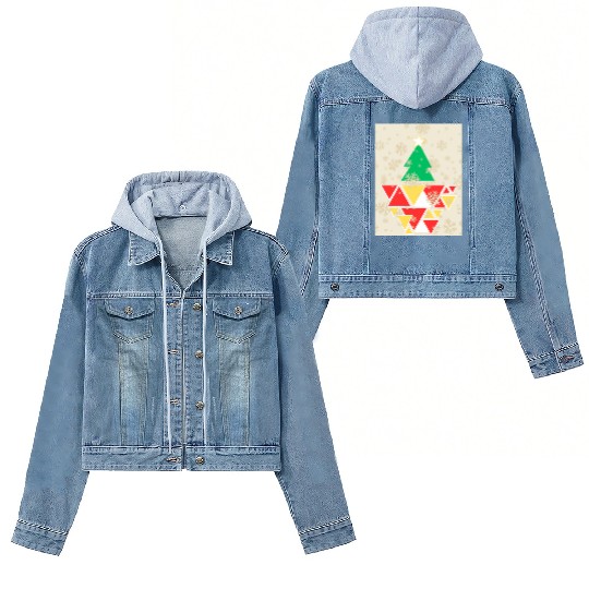 Geometric Christmas Tree Women's Denim Jackets