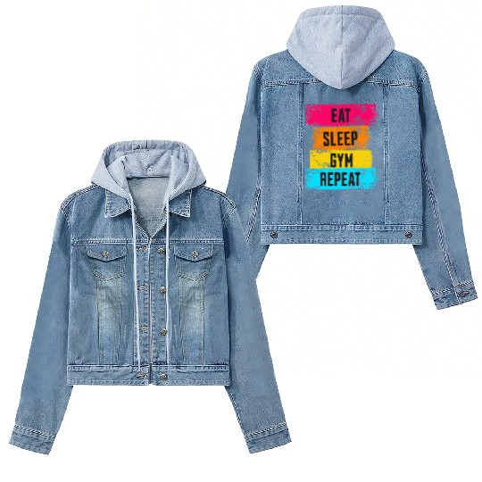 Eat Sleep Gym Repeat - Fitness Lifestyle Women's Denim Jackets