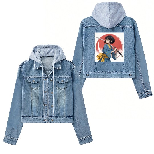 Spirit of the Sword: A Girl's Samurai Journey Women's Denim Jackets