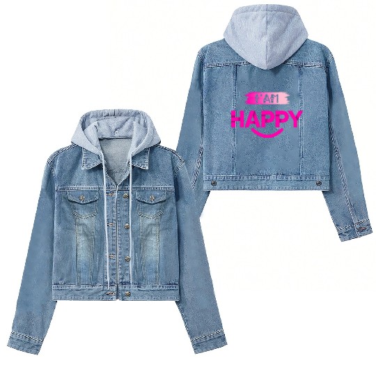 I Am Happy – Positive Vibes Typography Women's Denim Jackets