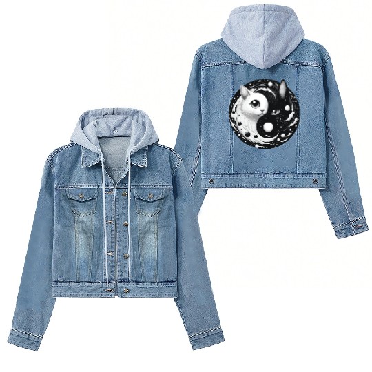 Ying and Yang Cats Asian Meditation Gift Idea Women's Denim Jackets