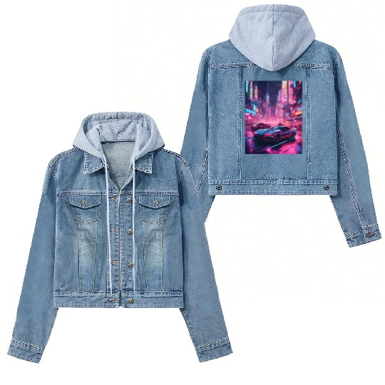 Street racers in downtown Tokyo Vaporwave Women's Denim Jackets