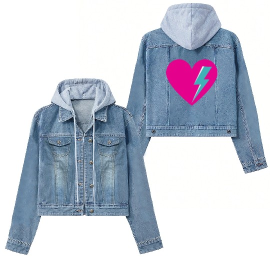Heart with Lightning Bolt Women's Denim Jackets