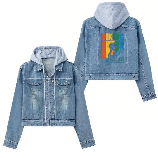 Colorful Hiking Adventure Design Women's Denim Jackets