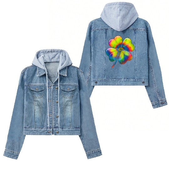 Tie Dye Shamrock Lucky Four Leaf Clover St Patrick Women's Denim Jackets