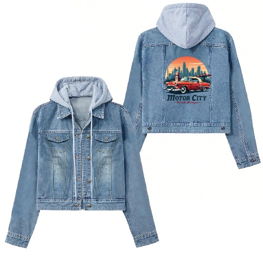 Detroit Gift for Music and Car Lovers Women's Denim Jackets
