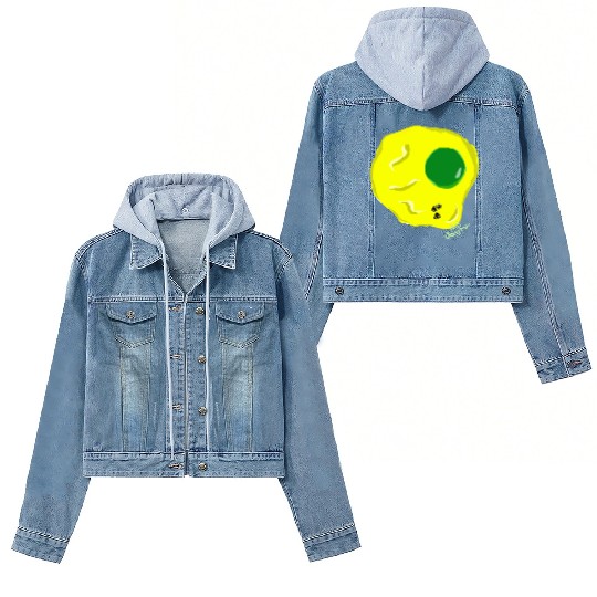 Yellow and green fried egg and flies Women's Denim Jackets