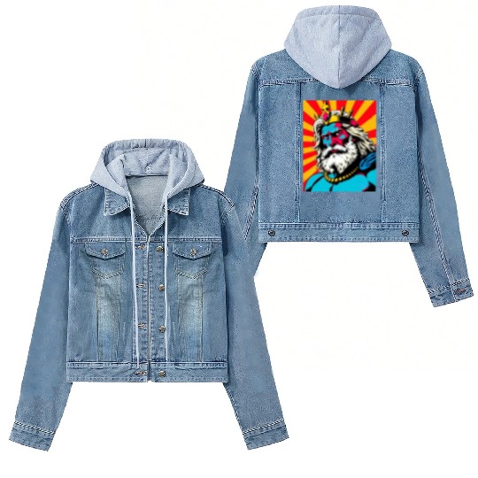 Bold Pop Art Zeus – Colorful Greek God Illustratio Women's Denim Jackets