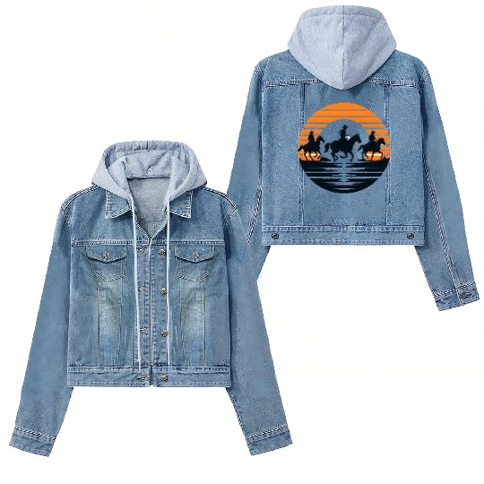 Equestrian Sunset Silhouette Women's Denim Jackets