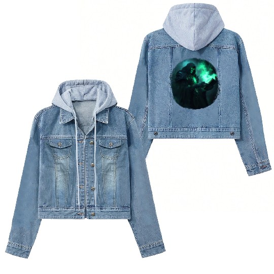 Green Shadow Mage with Burning Spell Book Women's Denim Jackets