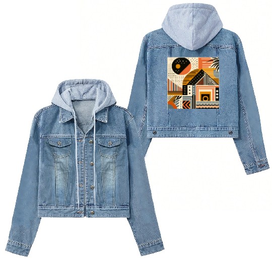 Vibrant Geometric Shapes Women's Denim Jackets