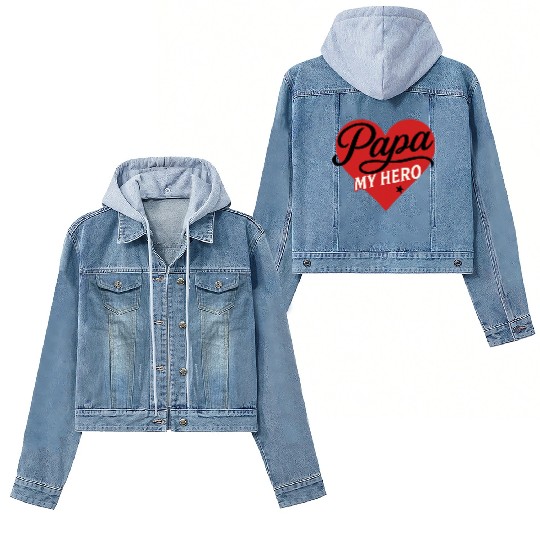 Papa My Hero - Father's Day gift - Heart Design Women's Denim Jackets