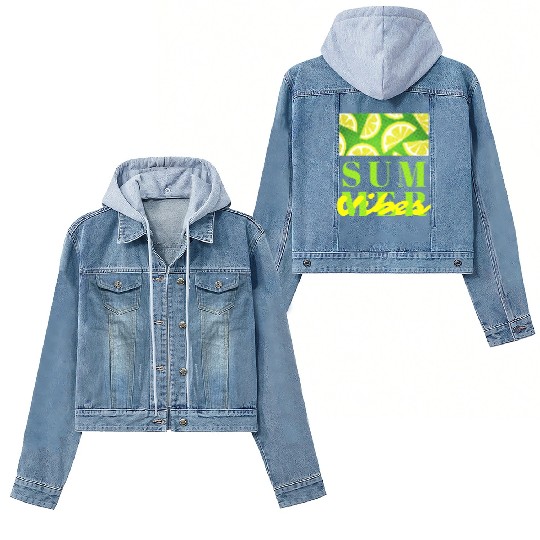 Lemon Fresh Summer Mood – Minimalist Citrus Art Women's Denim Jackets