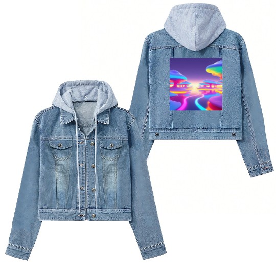 Floating Islands of Light – Psychedelic Minimal Women's Denim Jackets