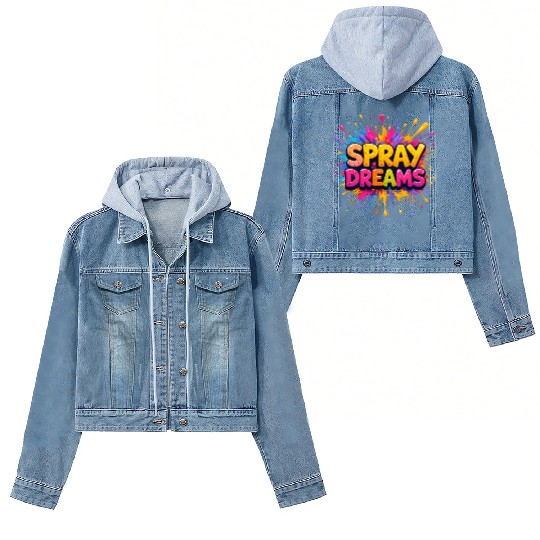 Vibrant Paint Splatters Playful Typography Women's Denim Jackets