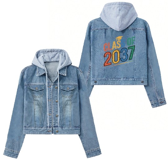 Class of 2037 Grow With Me, Funny back to school Women's Denim Jackets