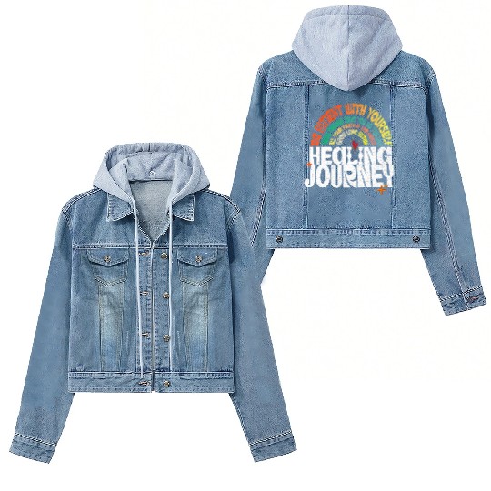 Healing Journey Positive Retro Typography Women's Denim Jackets