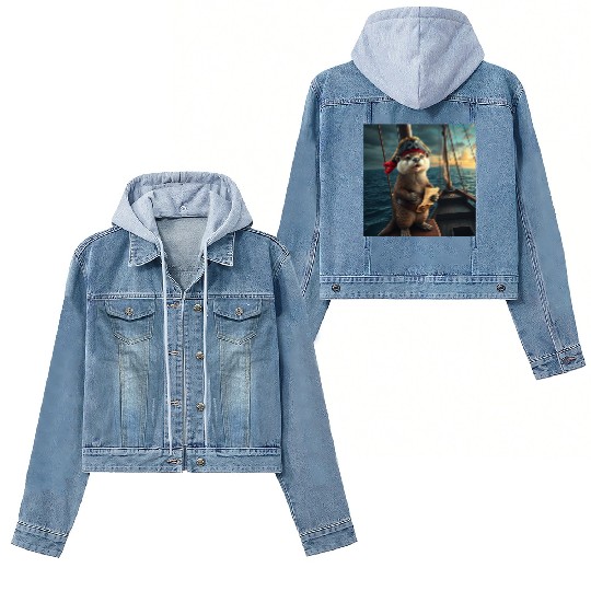 Pirate Otter Sailing Adventure Women's Denim Jackets