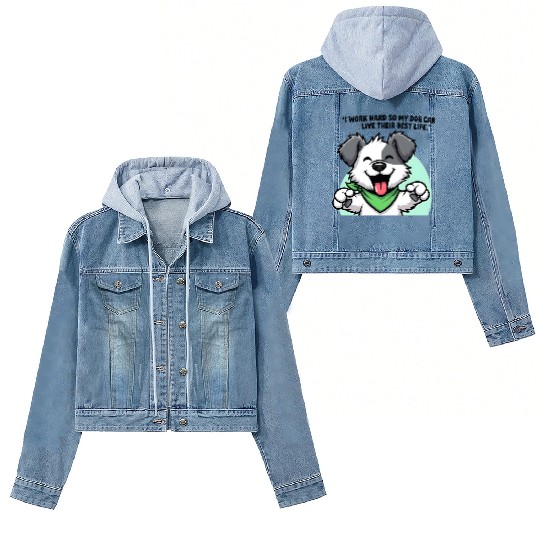 Joyful Dog Cartoon Design Women's Denim Jackets