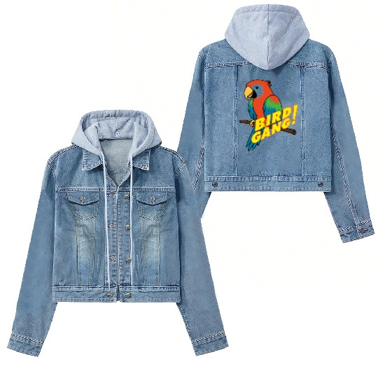 Bird Gang Parrot Cartoon Sticker | Tropical Funny  Women's Denim Jackets