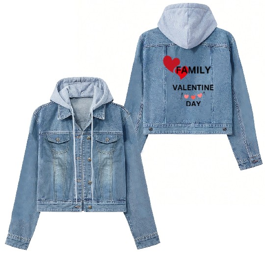 I Love My Family Valentines Day Design Women's Denim Jackets