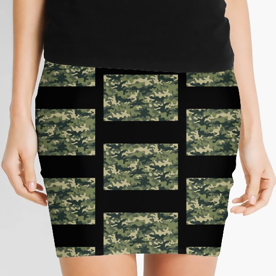 Camouflage pattern green Women's Mini Skirts