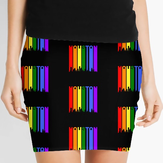 Houston Texas Rainbow Skyline LGBT Gay Pride Women's Mini Skirts