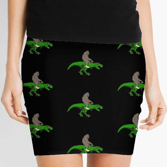 Bigfoot riding T rex Women's Mini Skirts