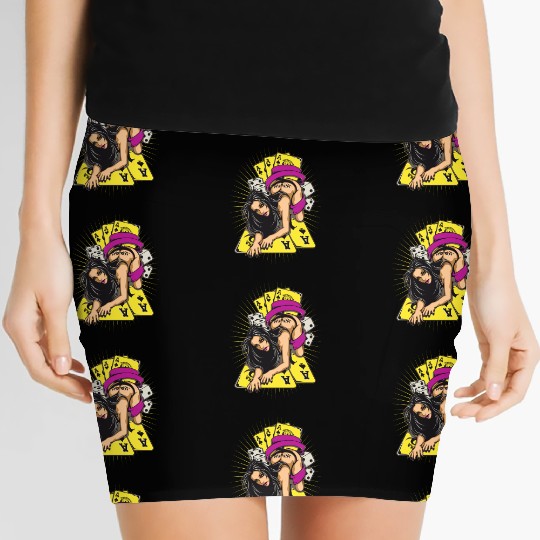 Sexy-girl-cards-aces-poker-game-cartoon Women's Mini Skirts