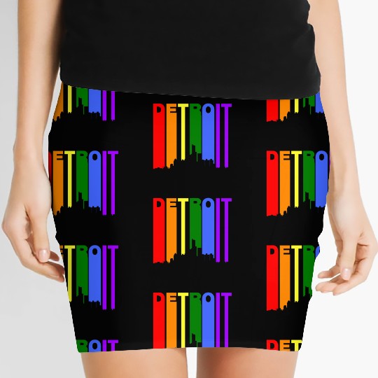 Detroit Michigan Gay Pride Rainbow Skyline Women's Mini Skirts