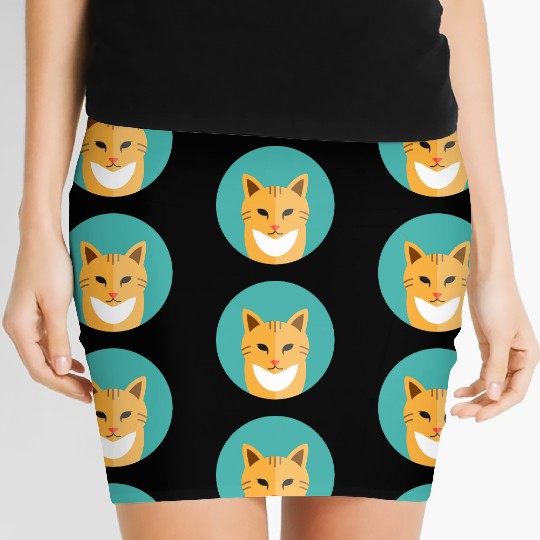 brown cat Women's Mini Skirts