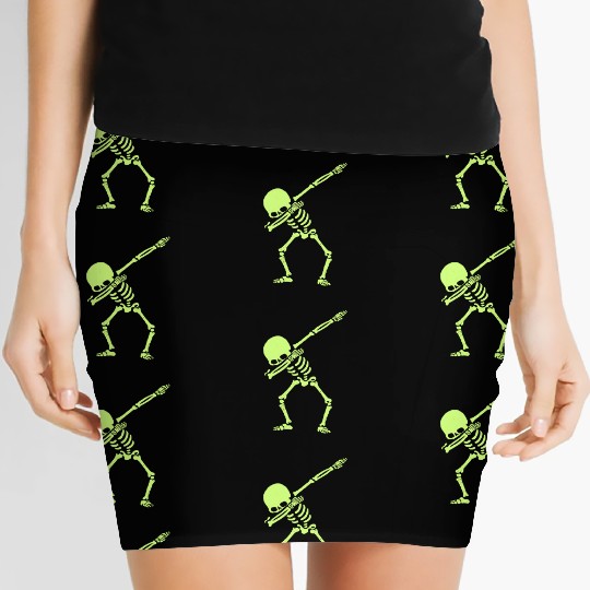 Dabbing Skeleton Dab Hip Hop Skull Dab Glow Effect Women's Mini Skirts