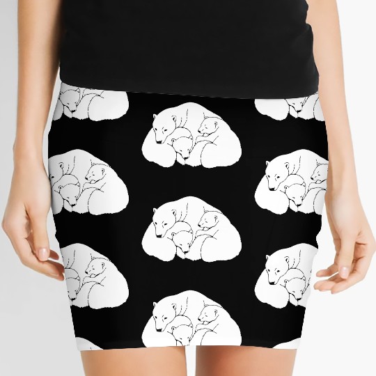 Polar Bear w. Cubs Twins Women's Mini Skirts