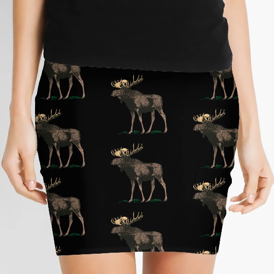 Moose Elk Reindeer Deer Hunter Scandinavia Gift Women's Mini Skirts