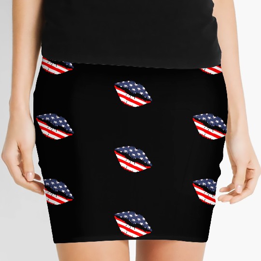 4th July US Patriotic Lips America Kiss Election Women's Mini Skirts