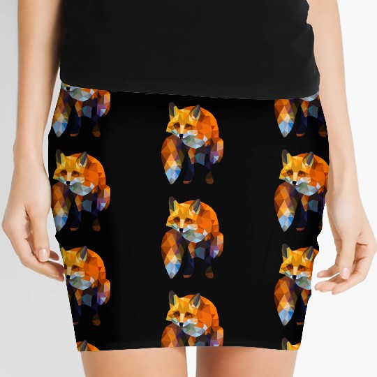 Geometric Nature Fox Women's Mini Skirts