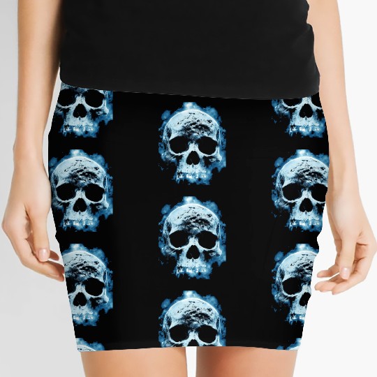 Blue Flame Halloween Death Skull Women's Mini Skirts