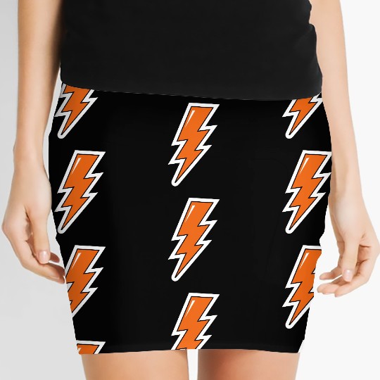 Lightning Bolt, orange lightning, electric Women's Mini Skirts