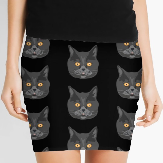 Cat British Shorthair Cat Face - Gift Idea Women's Mini Skirts
