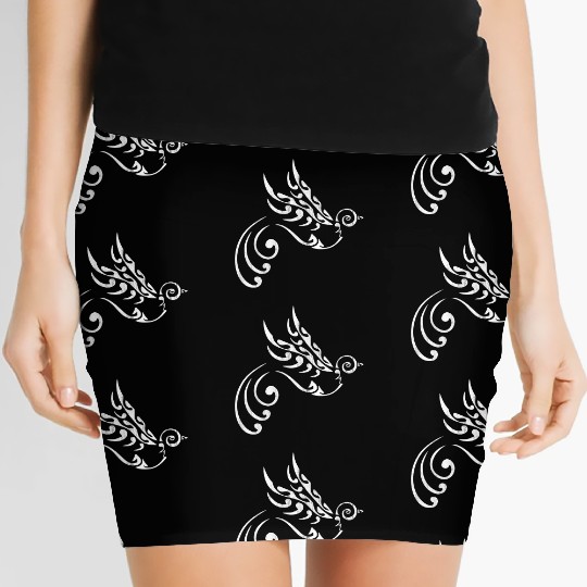 Maori Tattoo Bird Freedom white Women's Mini Skirts